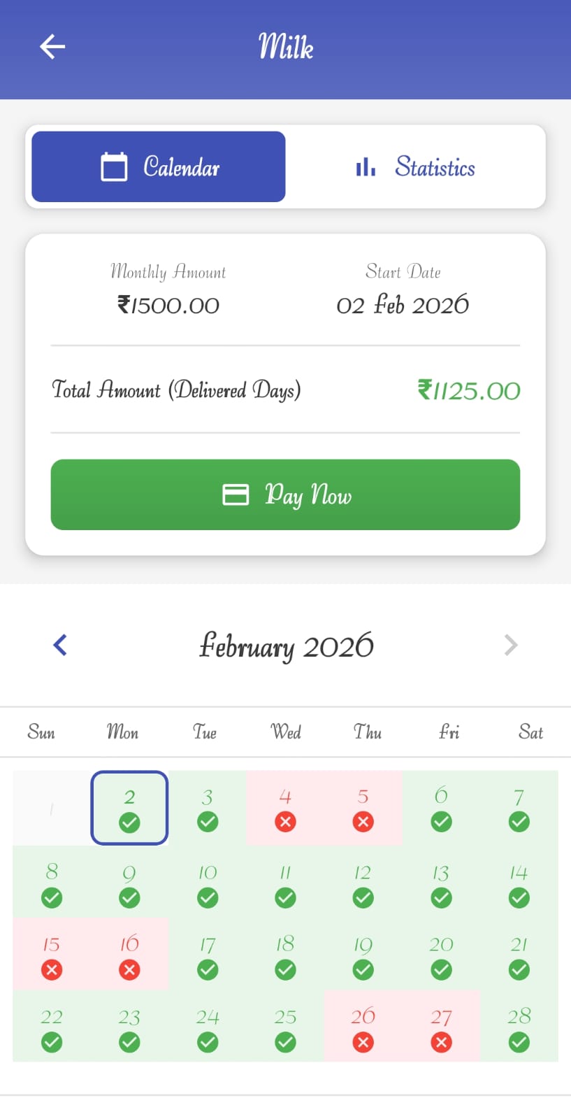 Calendar View placeholder